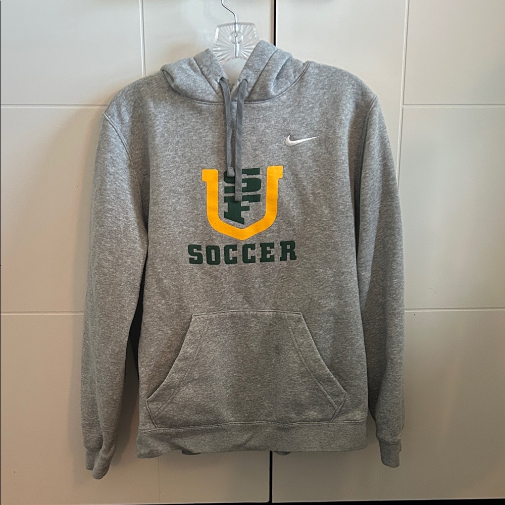 Cropped Nike Gray Soccer Hoodie with Yellow and Green Logo
